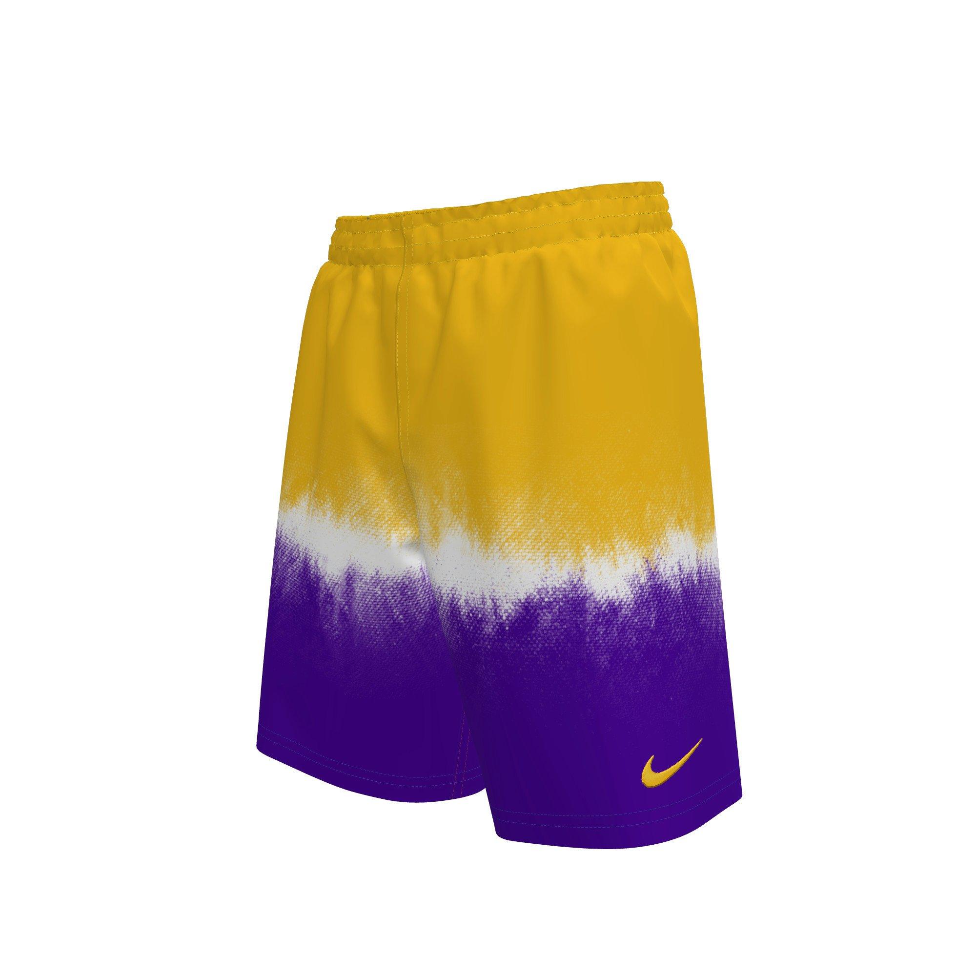 Nike Swim Big Boys' Breaker 7" Brief-Lined Volley Shorts - Gold/Purple - GOLD/PURPLE